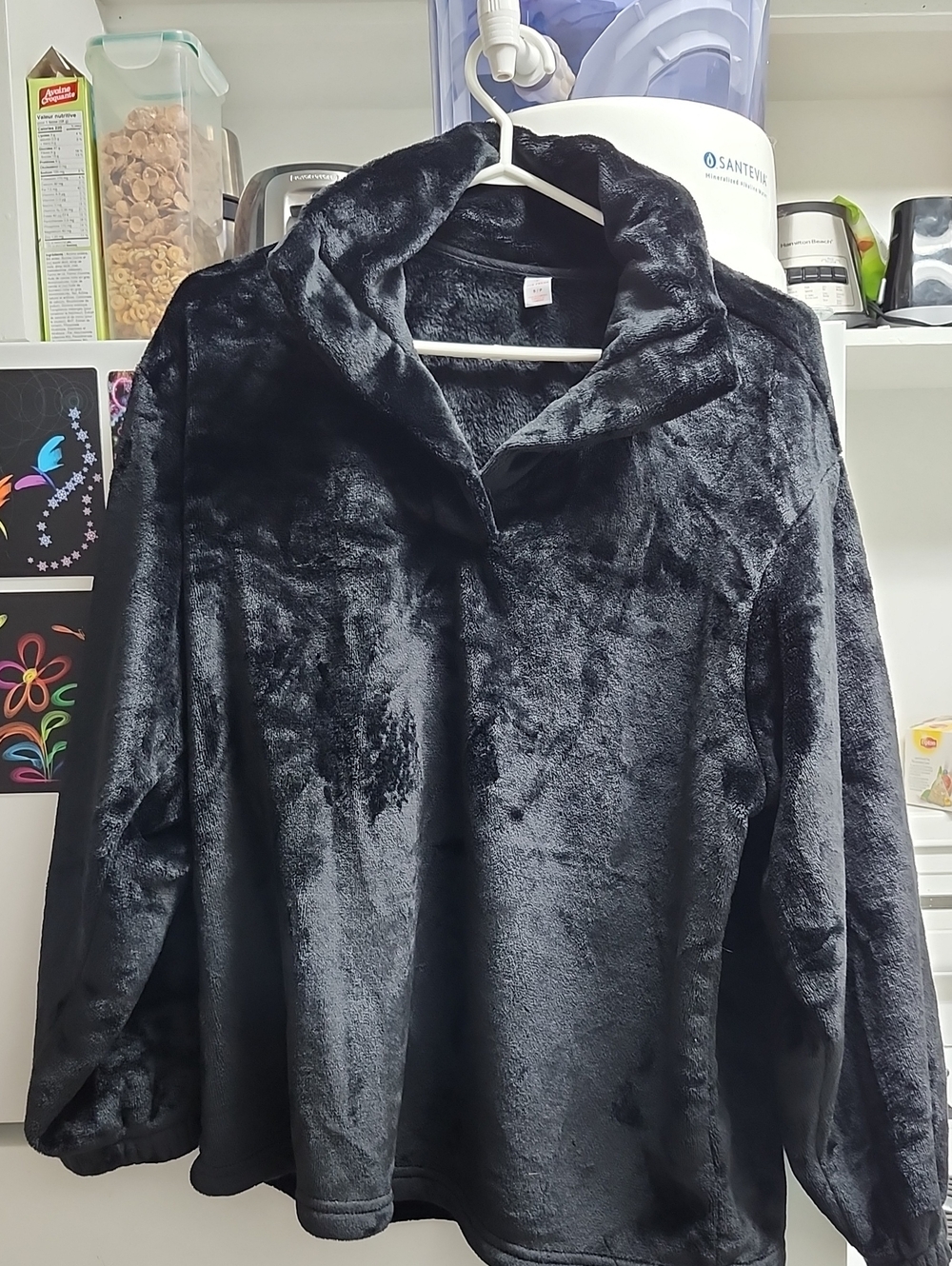 Plush Faux-Fur Black Pullover Jacket